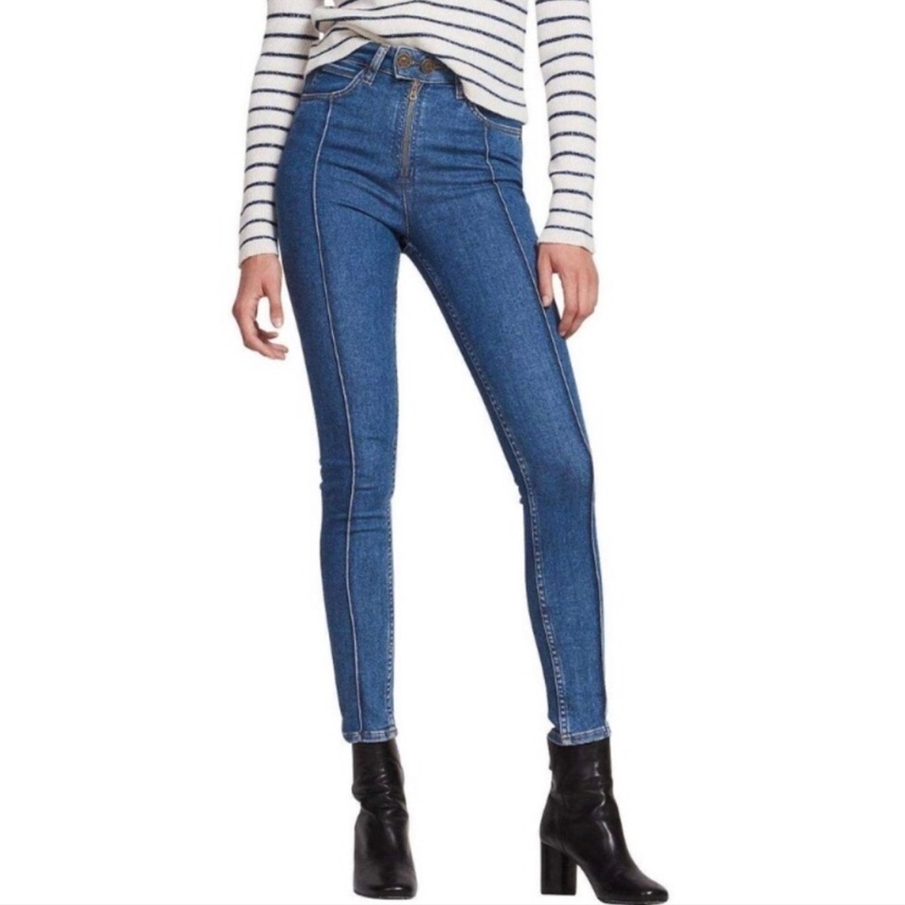 Sandro High Rise Pintuck Skinny Jeans in Vintage Blue Sz 4 - Picture 2 of 11